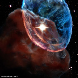 分子雲中を伝わっていく超新星爆発の衝撃波