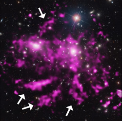 かみのけ座銀河団の中に見つかった、X線で輝く巨大な腕