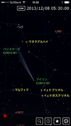 「iステラ」でアイソン彗星を表示