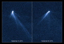 ダストをまき散らし放射状の尾を見せる小惑星P/2013 P5