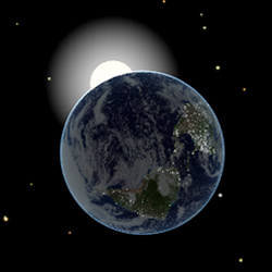 月から見た地球による日食