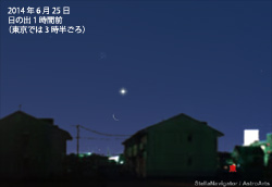 6月25日明け方の月と金星