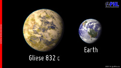 グリーゼ832c（想像図）と地球