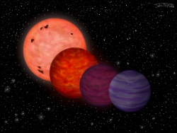 極端な温度変化を起こしてきたY型星「WISE J0304-2705」の想像図（4段階）