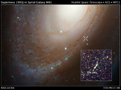 おおぐま座の銀河M81と、超新星1993J