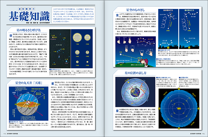 「星空観察の基礎知識」ページサンプル