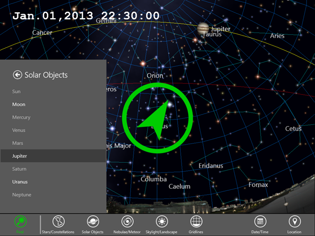 (Star chart view while searching object)