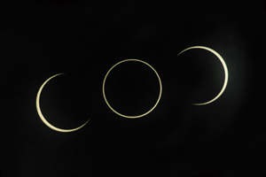金環日食の連続写真（マレーシア）