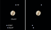 衛星名を表示していない状態（左）と表示した状態（右）