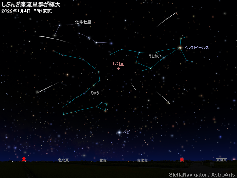星図（1月4日、しぶんぎ座流星群が極大