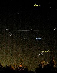 （野島武氏撮影の3月8日の池谷・張彗星の星景写真）