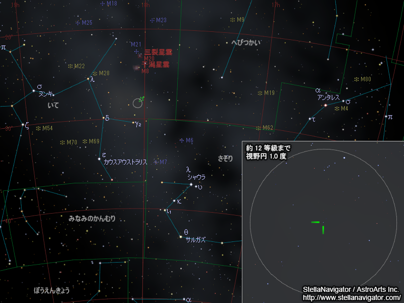 いて座の新星の位置 いて座の新星の位置