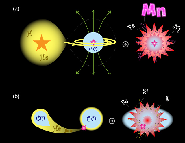連星系の親星がチャンドラセカール限界に近い質量である場合と限界より小さい質量である場合の比較 連星系の親星がチャンドラセカール限界に近い質量である場合と限界より小さい質量である場合の比較