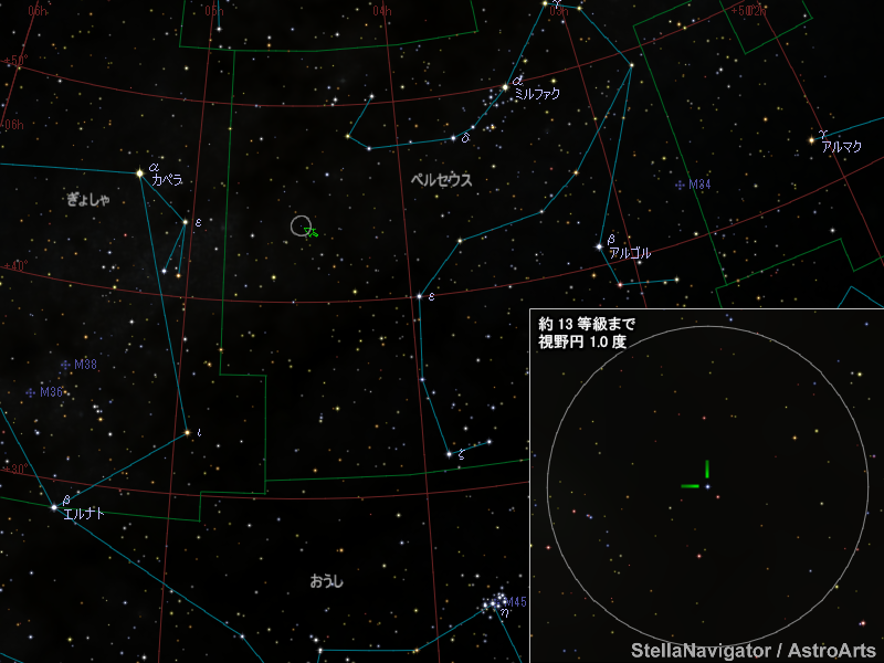 ペルセウス座の新星の位置 ペルセウス座の新星の位置
