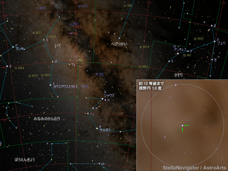いて座の新星の位置 いて座の新星の位置