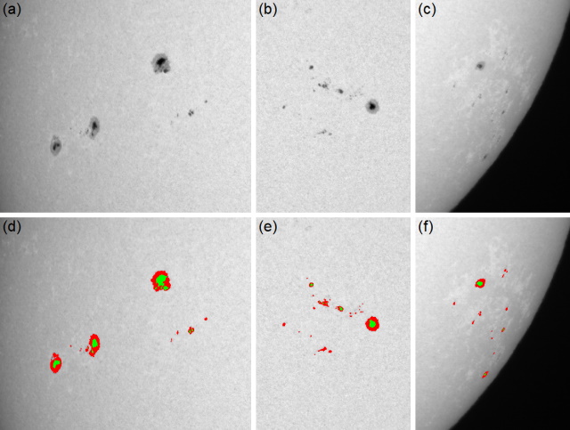 自動検出された黒点 自動検出された黒点