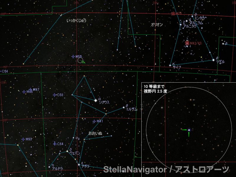 いっかくじゅう座X周辺の星図 いっかくじゅう座X周辺の星図