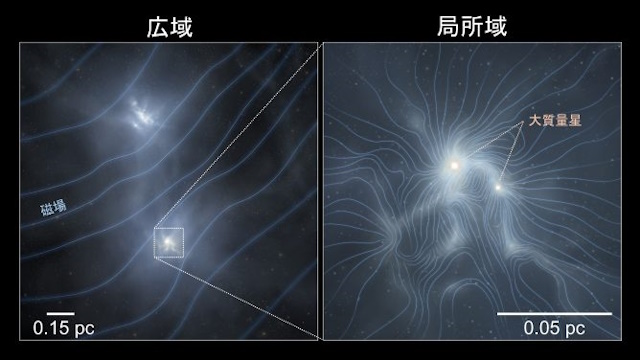 分子ガス塊の磁場分布の想像図