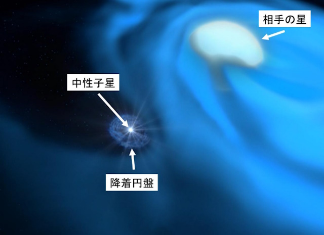 中性子星を含むX線連星の想像図