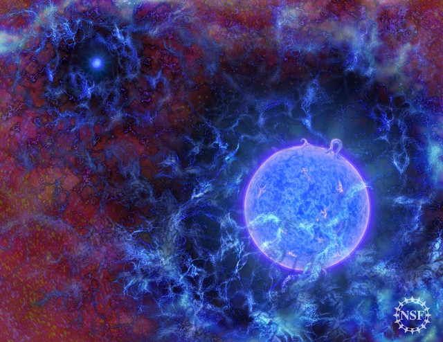 宇宙で最初に生まれた恒星の想像図