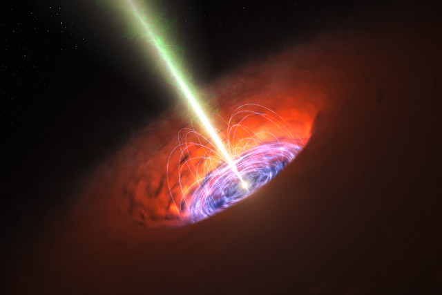 超大質量ブラックホールを取り巻く降着円盤の想像図