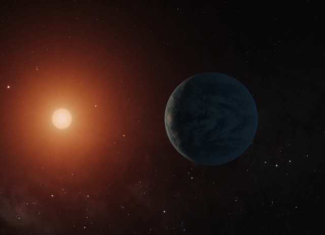 赤色矮星を周回する小さい惑星の想像図