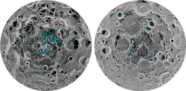 月面の両極における氷の分布