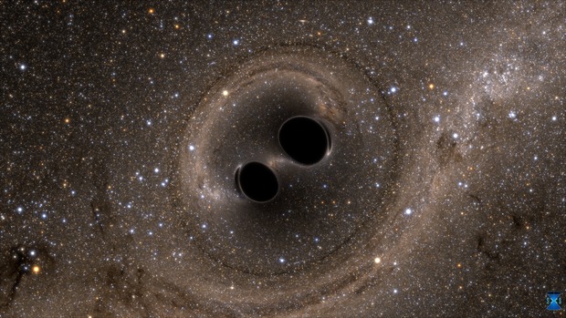 2つのブラックホールが衝突して発生する重力波