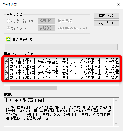 「データ更新」ダイアログ