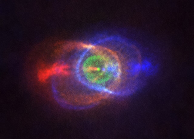 連星系HD 101584周囲のガスの広がりをとらえた擬似カラー画像