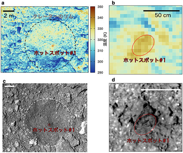 中心にホットスポットが見つかったクレーター