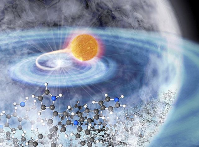 新星爆発が有機物の塵を生み出す様子