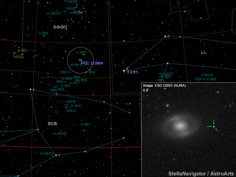 PGC 213984周辺の星図と、DSS画像に表示した超新星