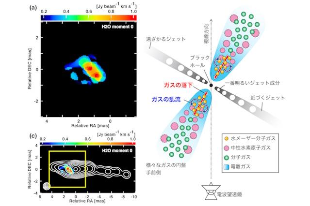 電波銀河の巨大ブラックホールに落ち込む水分子 - アストロアーツ