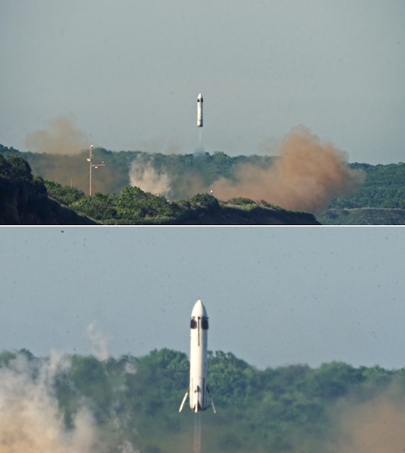 再使用型ロケットの実験機の離着陸の様子