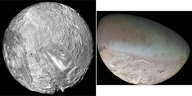 天王星の衛星「ミランダ」と海王星の衛星「トリトン」