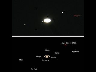 （土星の8つの衛星の写真）