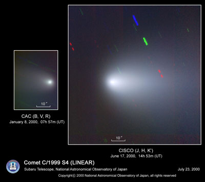 すばる望遠鏡が撮影したリニア彗星(C/1999 S4)