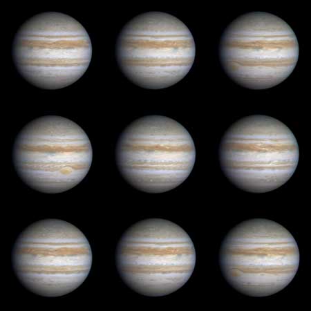 土星探査機「カッシーニ」による木星の自転のようすをとらえた画像