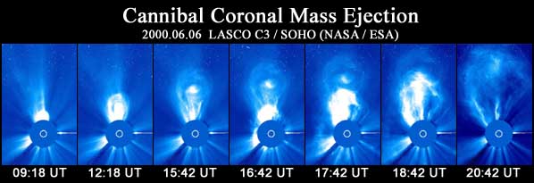 星を見る・宇宙を知る・天文を楽しむ AstroArts天文ニュース    共食い型のコロナ質量放出が長期間の磁気嵐を引き起こす