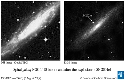 （超新星SN2001el出現前後の画像）