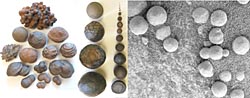 （ユタ州で発見された球状の石と火星で発見された球体の画像）