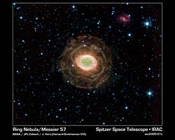 （スピッツァー宇宙赤外線望遠鏡によるリング星雲 M57の画像）