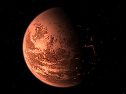 （発見された地球型の系外惑星 Gliese 876bの想像図）