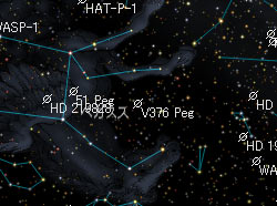 （恒星V376 Pegの位置、ステラナビゲータVer.8で表示）
