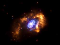 X線天文衛星チャンドラとハッブル宇宙望遠鏡によるηカリーナの合成画像