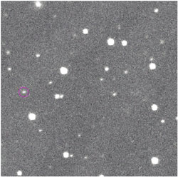 （小惑星2008 TC3の発見画像）