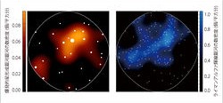 （モンスター銀河とライマンアルファ輝線銀河の数密度分布）