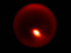 （2008年4月にジェミニ北望遠鏡がとらえたタイタンの雲の画像）