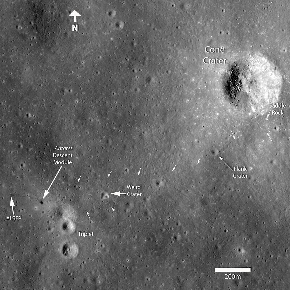 月面に残されたアポロ14号の軌跡